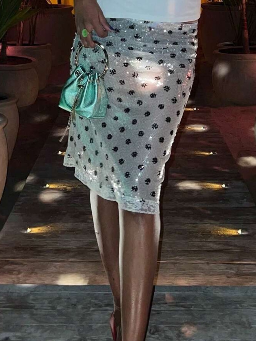 Women's Summer Skirts Sequins Lace Trim Elastic Waist See Through Short Pencil S